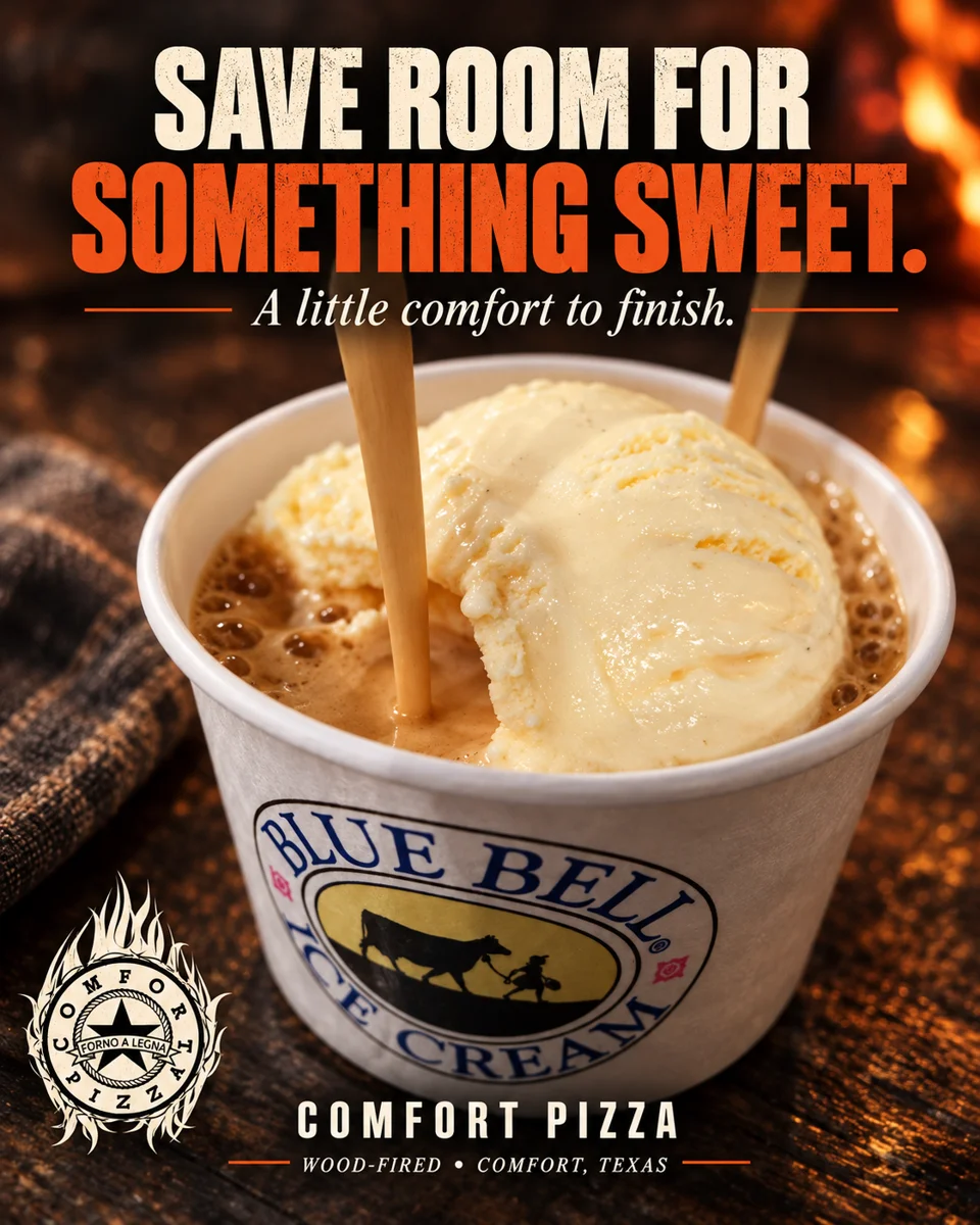 Comfort Pizza — Save Room for Something Sweet creative