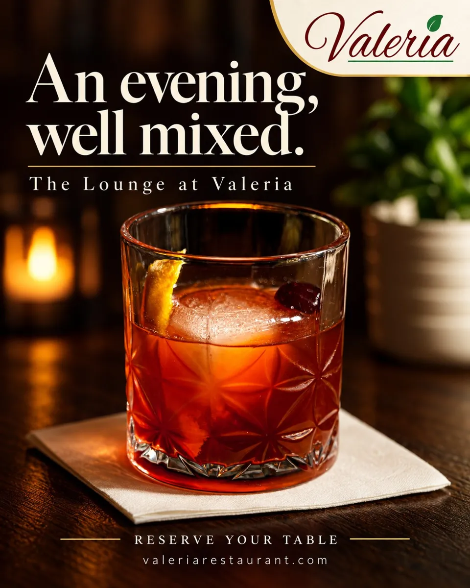 Valeria Restaurant cocktails graphic